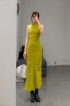 Marc Le Bihan Silk Shrink Stretch Sleeveless Dress 21967 Collection France MLB-21967 E23-ANIS